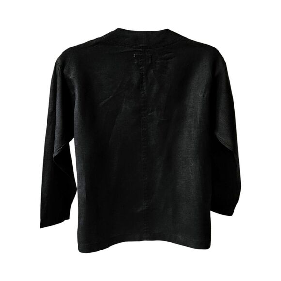 ANDREA JOVINE Women's Plus Size Black Linen Blazer with Pockets 1X-2X - Picture 9 of 13